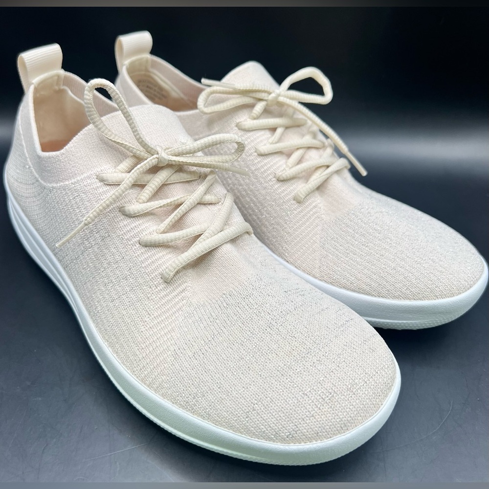 Fitflop Cream Knit Lace-Up Sneakers